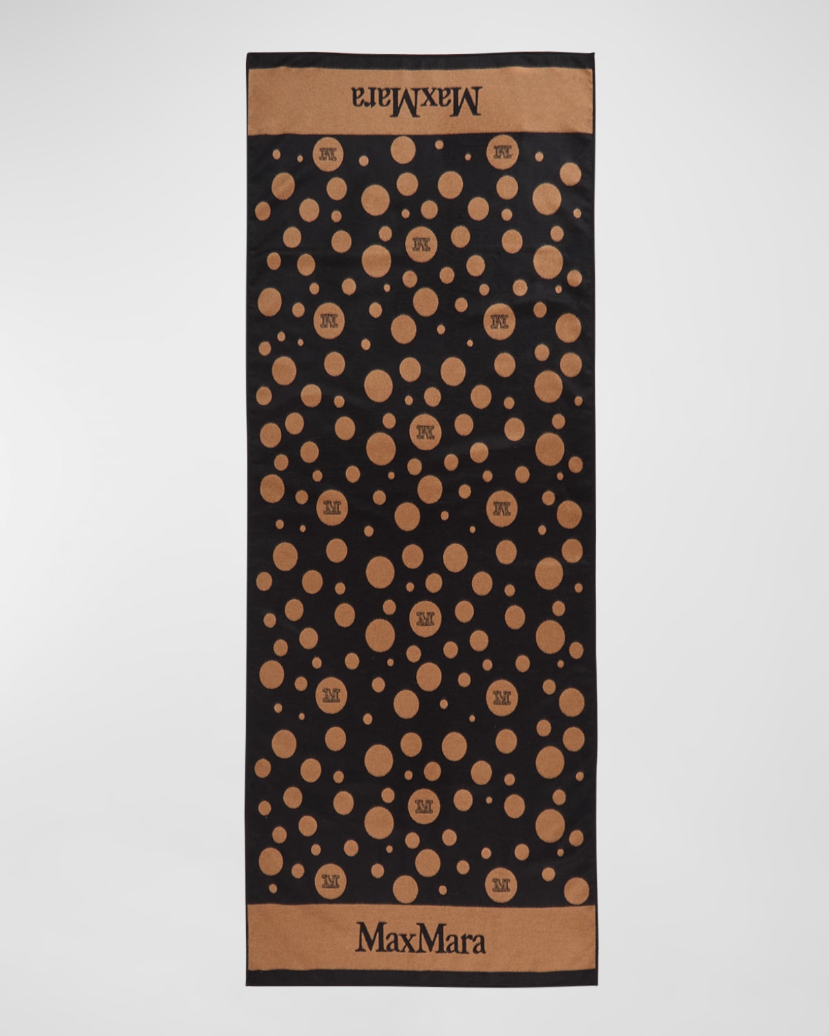 Max Mara Maesta Polka-dot Jacquard Knit Stole In Camel