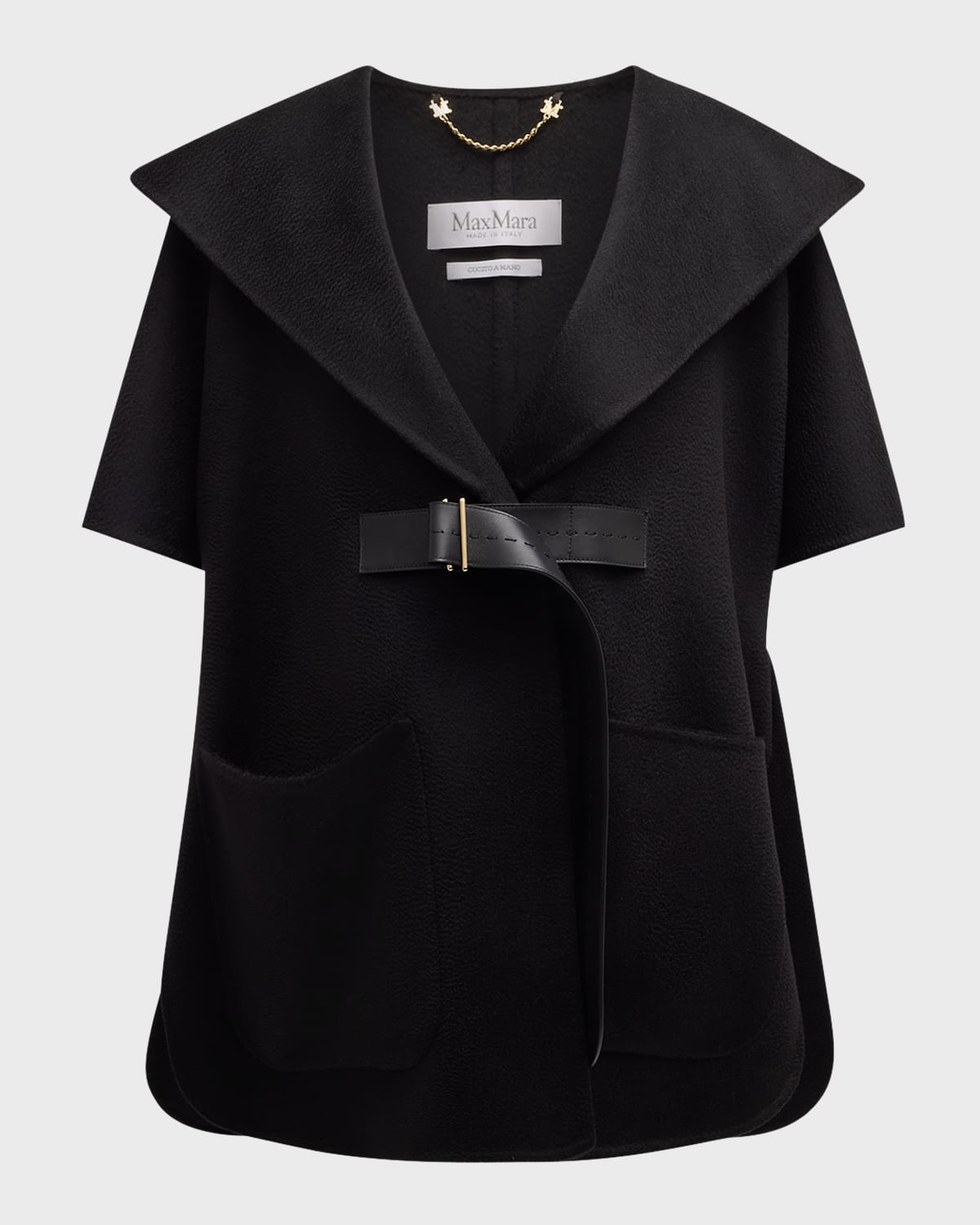 Max Mara Dorico Belted Cashmere Cape In Black