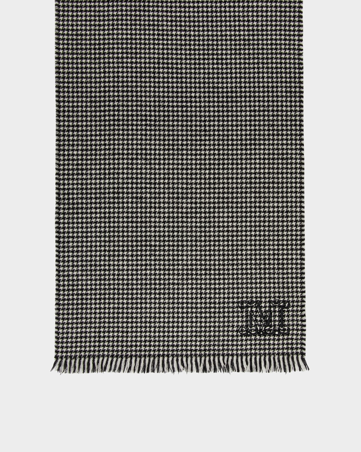 Max Mara Houndstooth Cashmere Scarf In Ivory