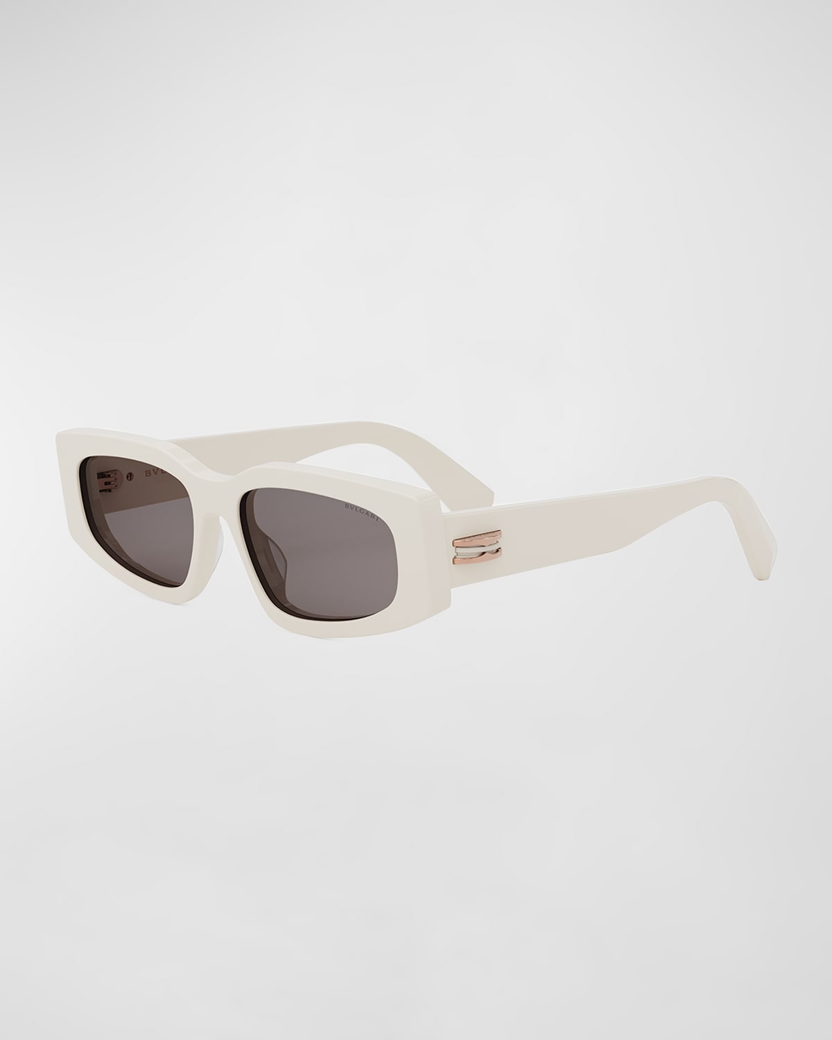 Shop Bvlgari B. Zero1 Rectangle Sunglasses In Ivory