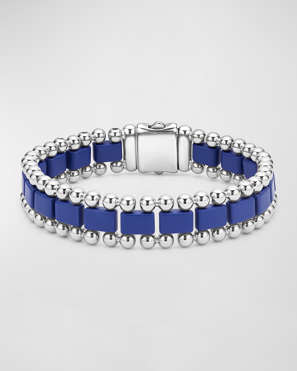 Men's Anthem Matte Ultramarine Caviar Link Bracelet, 15mm