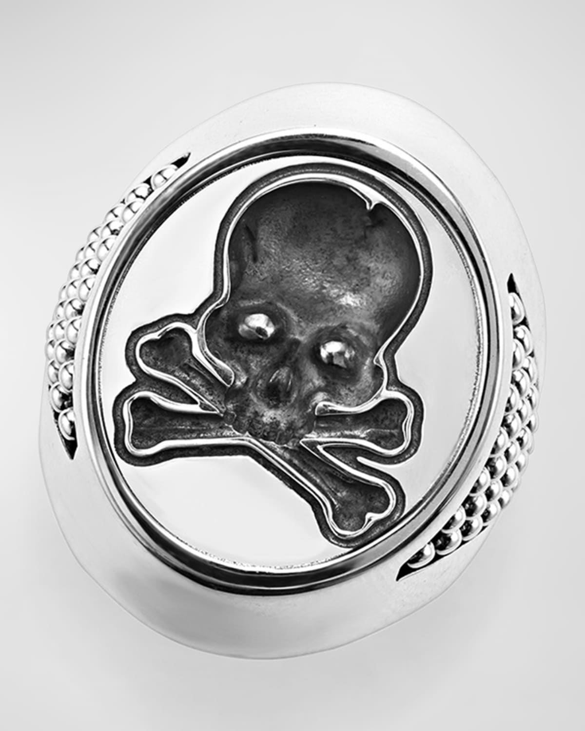 Men's Sterling Silver Anthem Skull Wax Seal Signet Ring, 22x34mm
