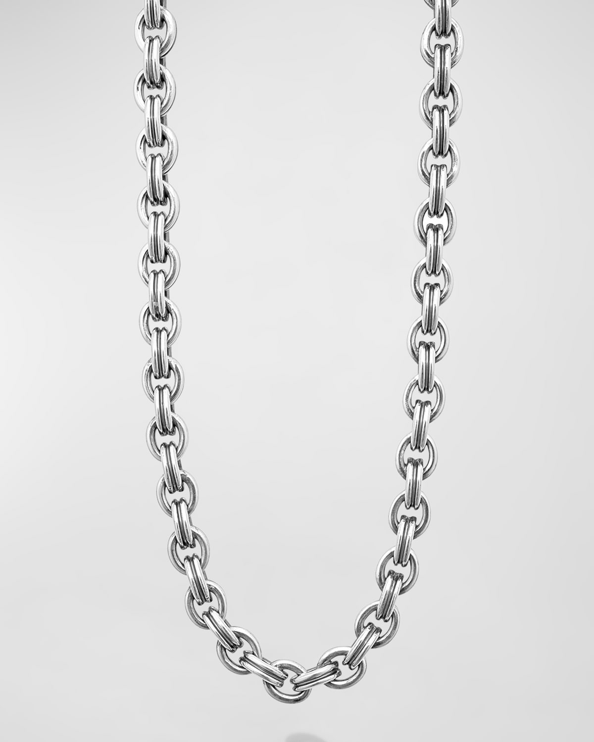 Men's Sterling Silver and 18K Gold Anthem Double Link Caviar Chain Necklace, 9.5mm, 22in