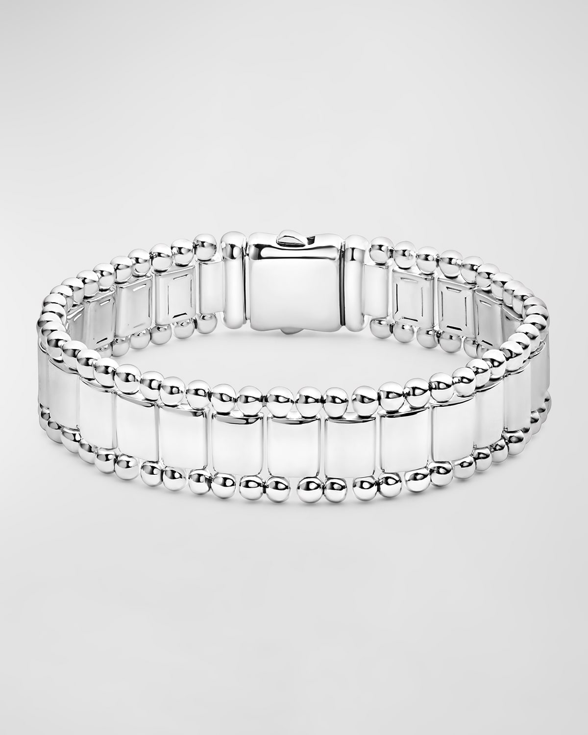 Men's Sterling Silver and 18K Anthem Caviar Link Bracelet, 12mm, Size 7