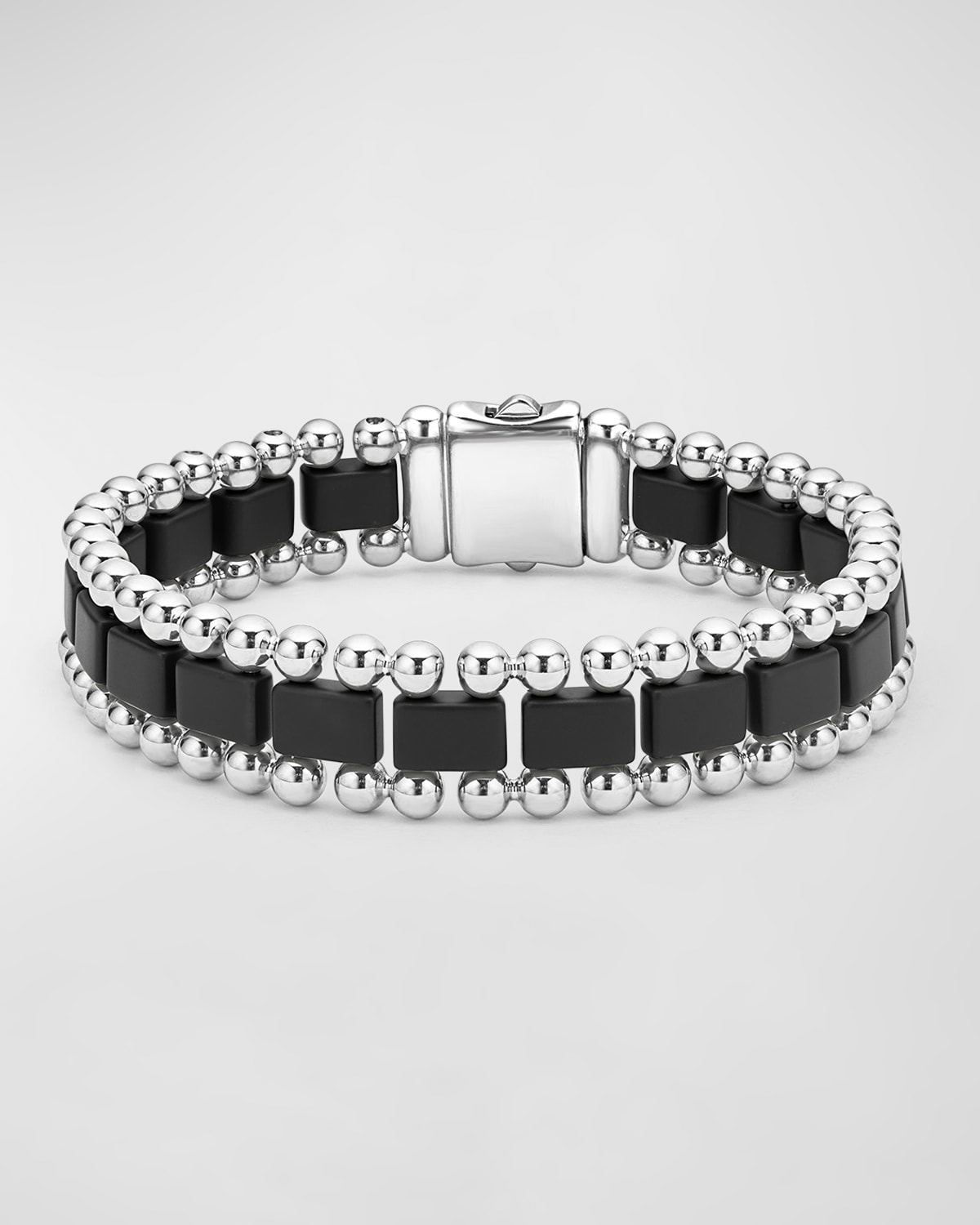 Men's Anthem Matte Black Caviar Link Bracelet, 15mm