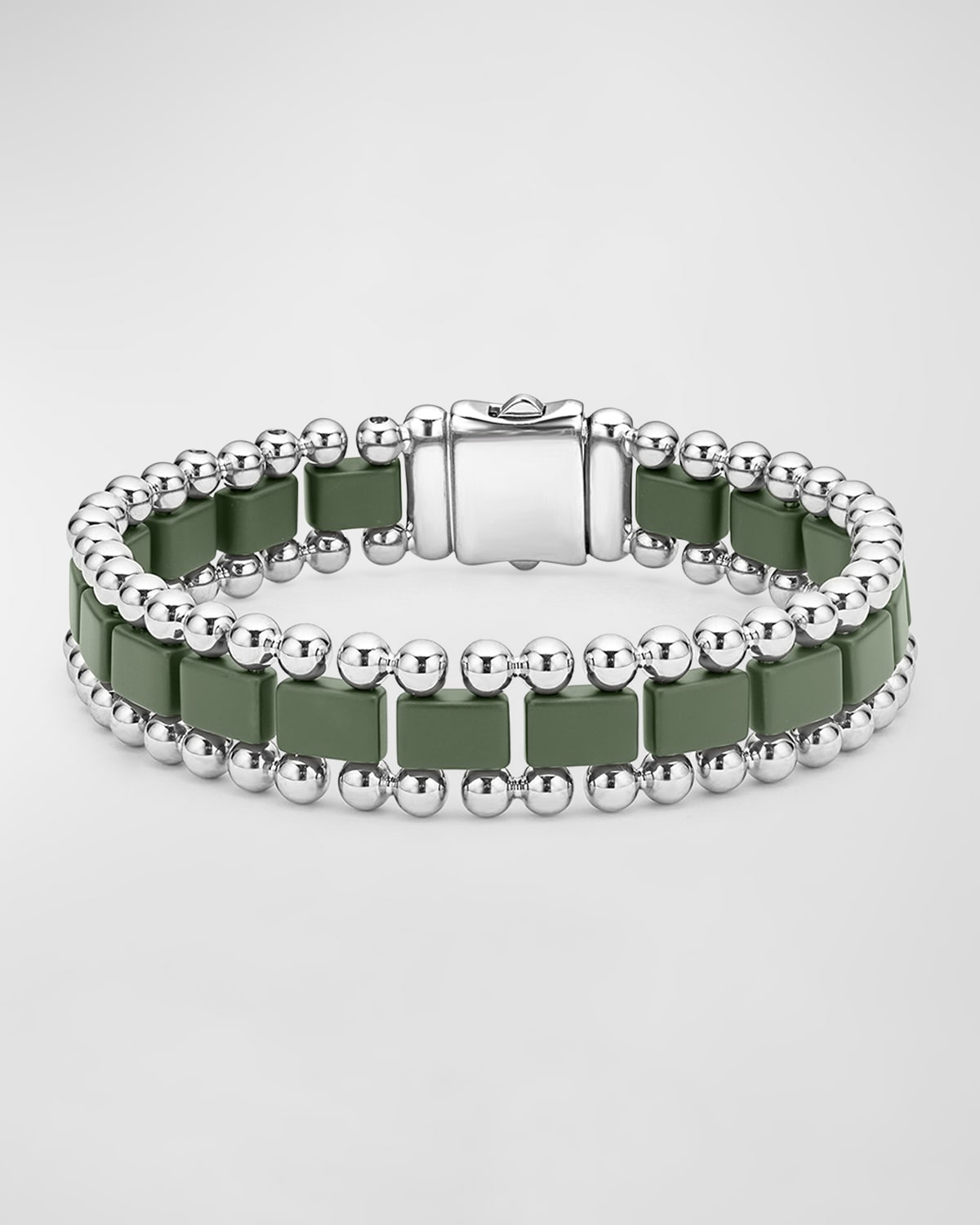 Men's Anthem Forest Green Caviar Link Bracelet, 15mm