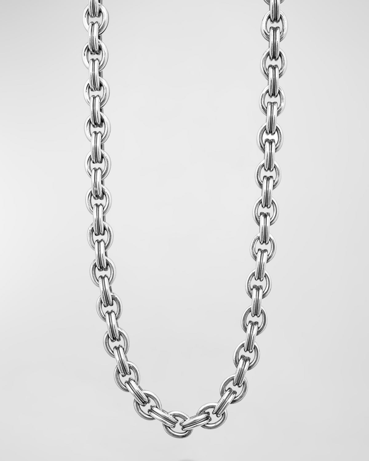 Men's Sterling Silver and 18K Gold Anthem Double Link Caviar Chain Necklace, 9.5mm, 24in