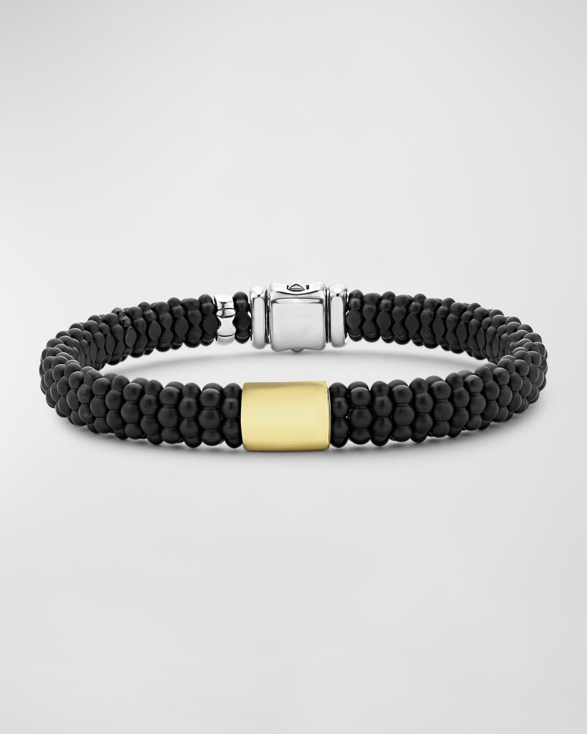 Men's Sterling Silver and 18K Gold Ceramic Caviar Bracelet, 9mm, Size 7