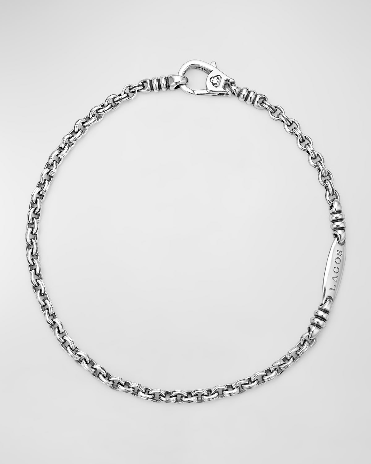 Men's Sterling Silver Anthem Double Link Caviar Chain Bracelet, Size 8