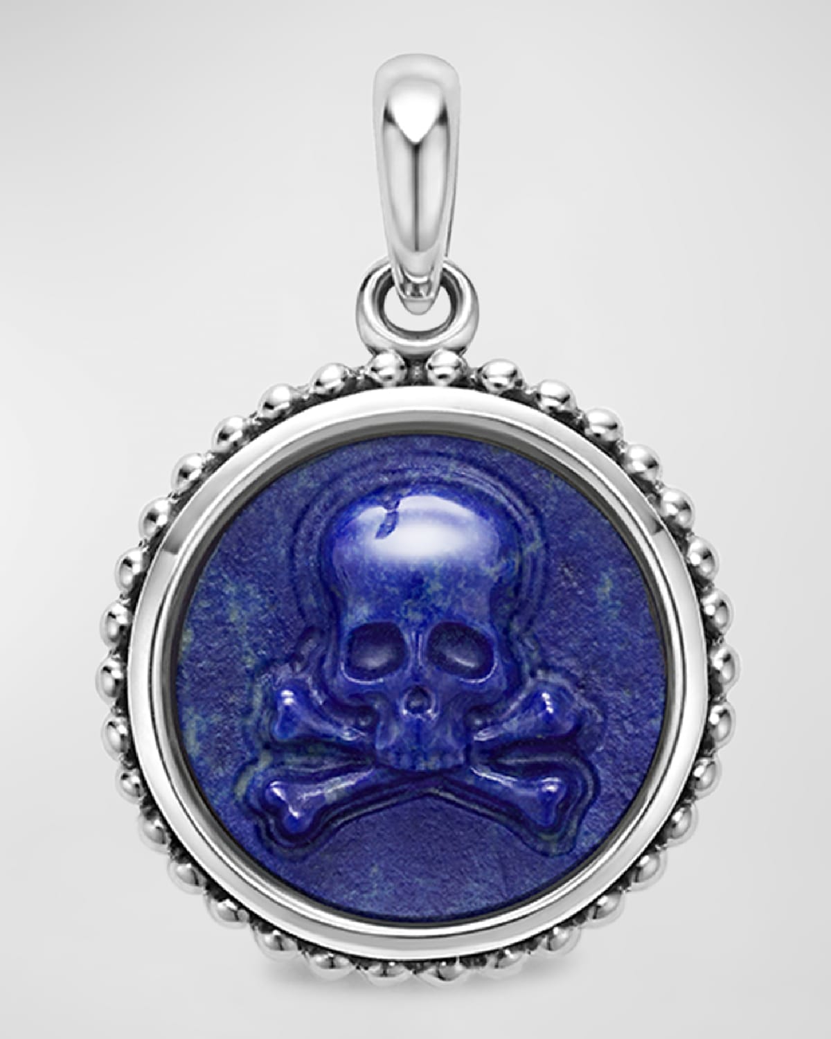 Men's Sterling Silver Anthem Circle Skull Pendant, 20mm