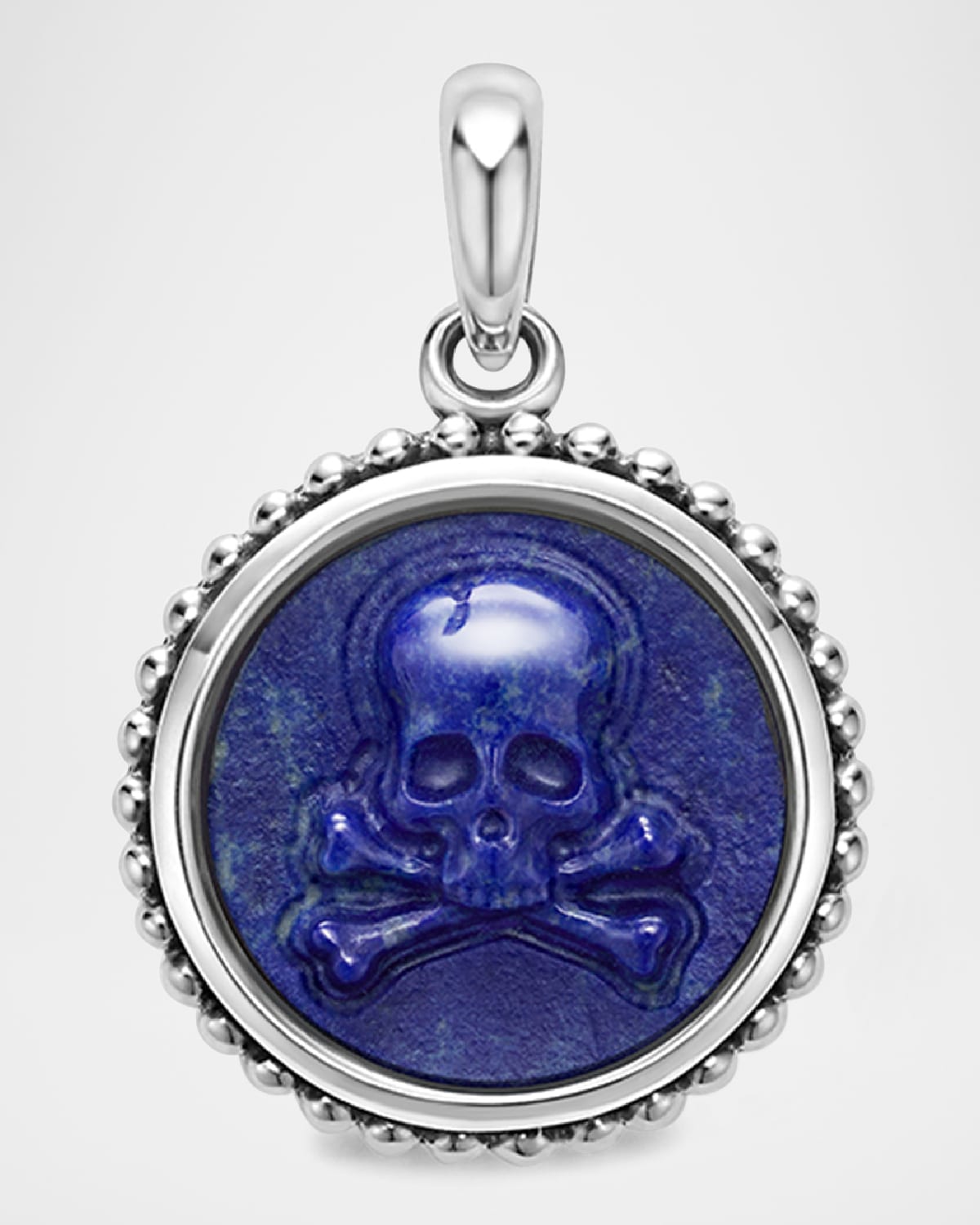 LAGOS Men's Sterling Silver Anthem Circle Skull Pendant, 20mm