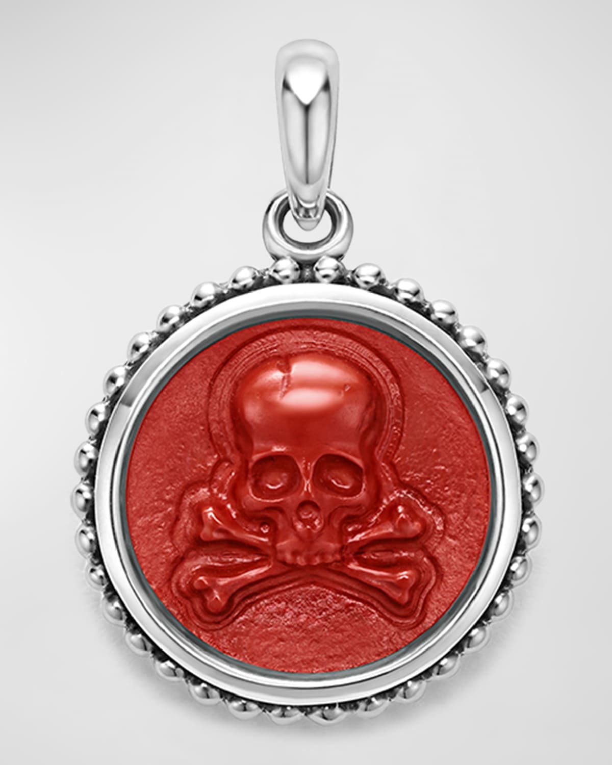 Men's Sterling Silver Anthem Circle Skull Pendant, 20mm