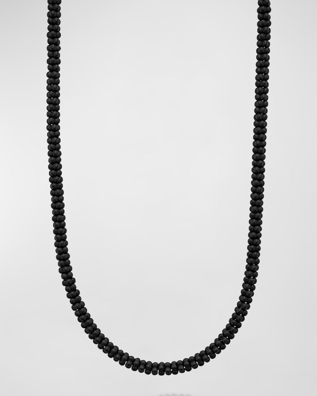 Men's Sterling Silver and 18K Gold Ceramic Caviar Beaded Necklace, 5mm, 20in