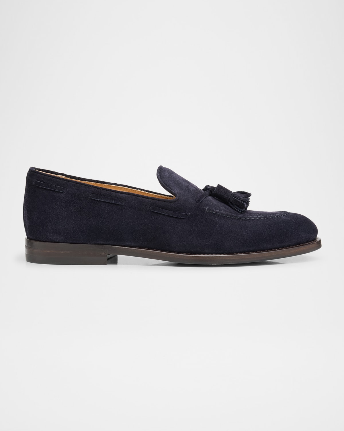 Brunello Cucinelli Men's Suede Tassel Loafers In Deep Blue