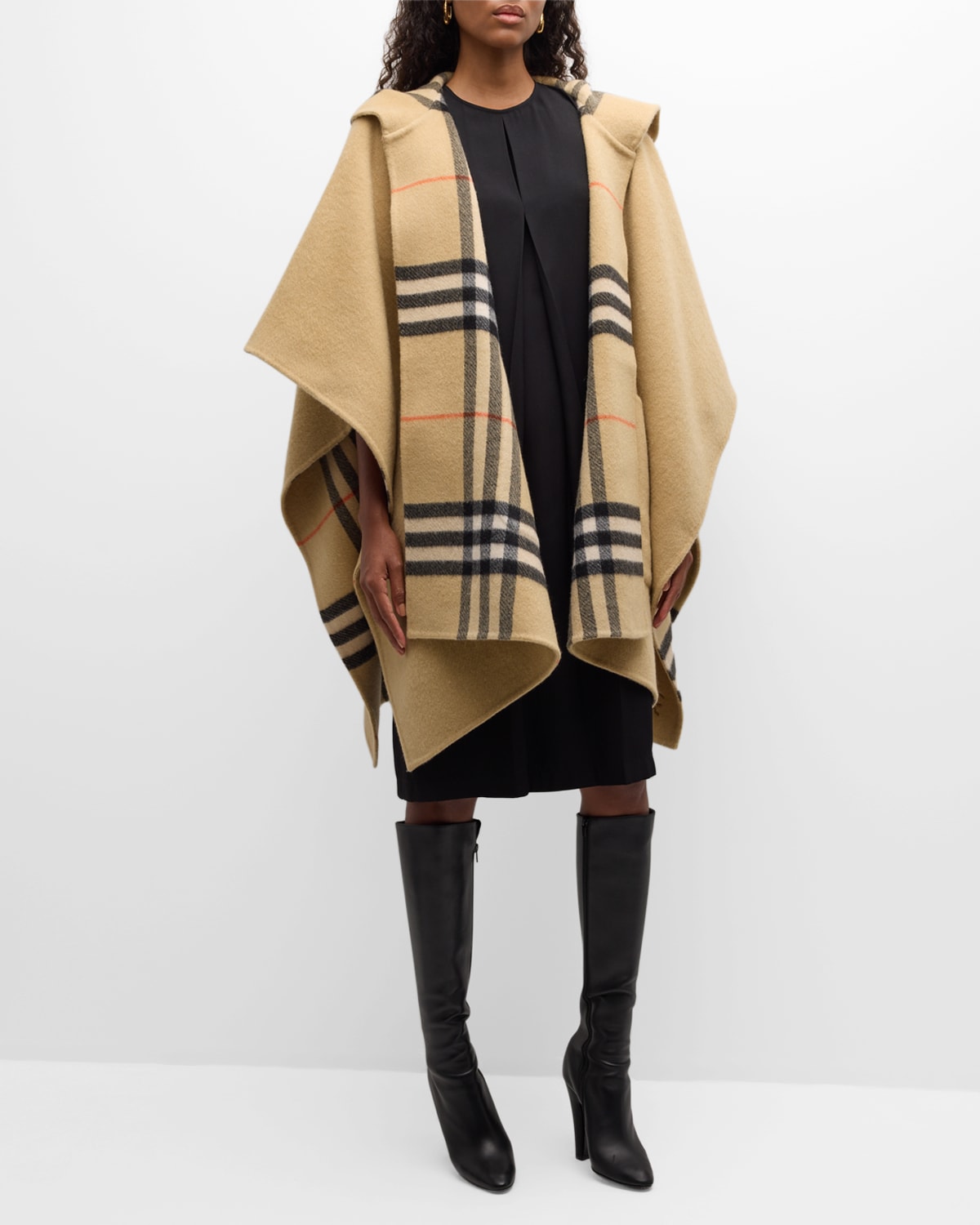 Burberry Ekd Cashmere Hooded Cape In Multi