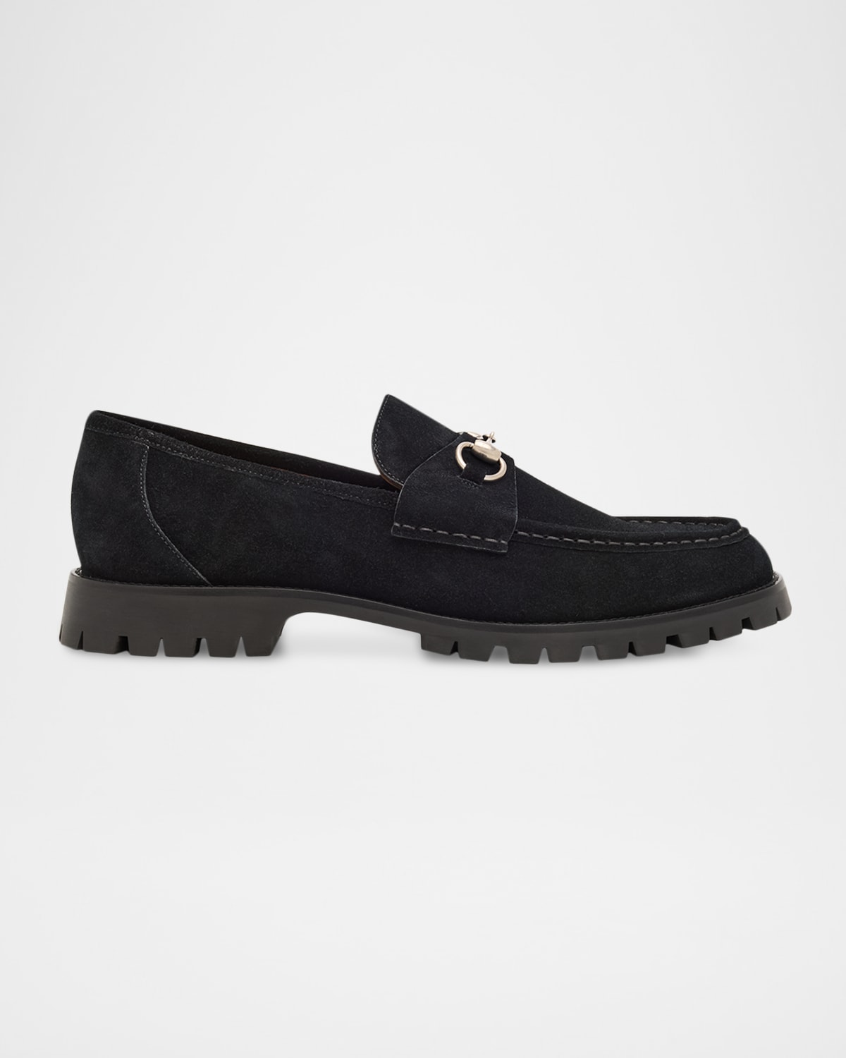 Gucci Suede Loafers Featuring Metallic Buckle In Black