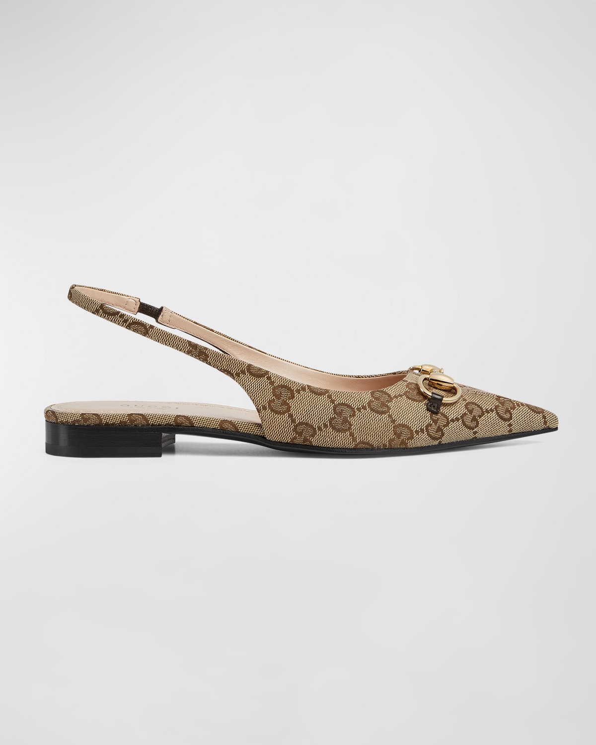 Gucci Erin Gg Monogram Bit Slingback Flats In Neutral