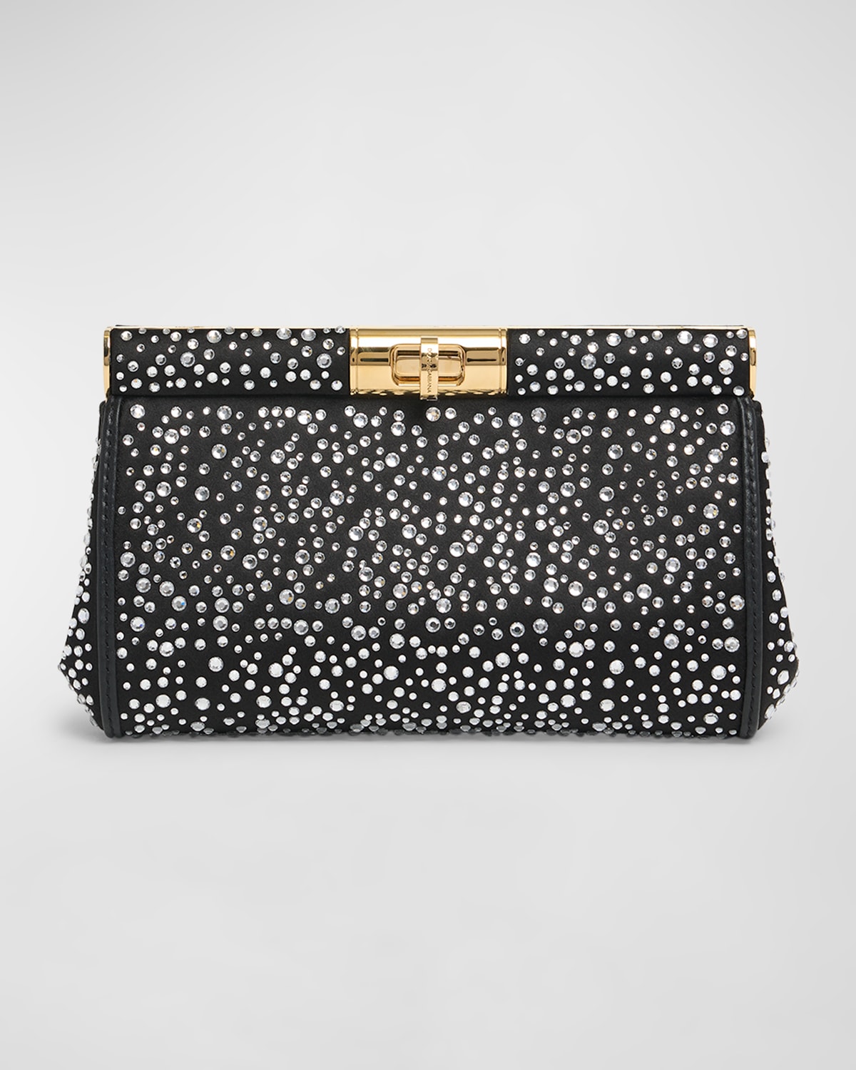 Dolce & Gabbana Marlene Small Embellished Clutch Bag In Crystalnero
