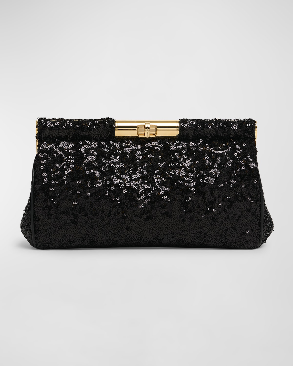 Dolce & Gabbana Marlene Medium Sequined Clutch Bag In Nero