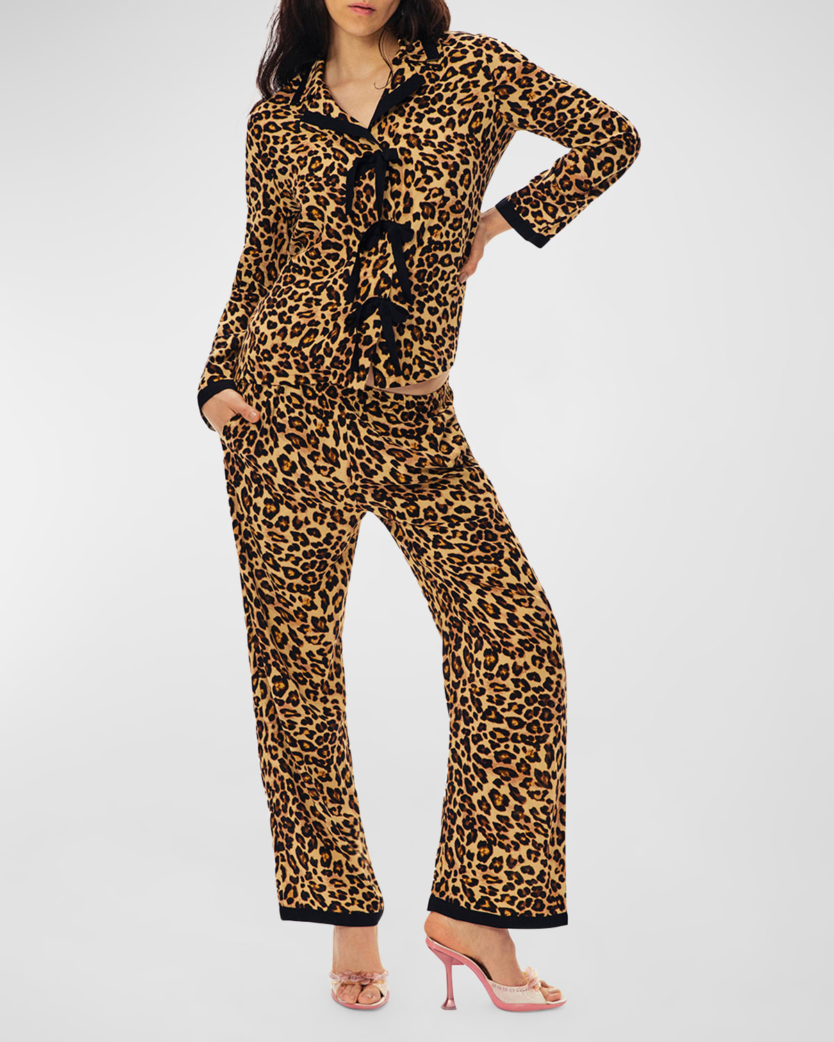 The Bow Leopard-Print Pajama Set