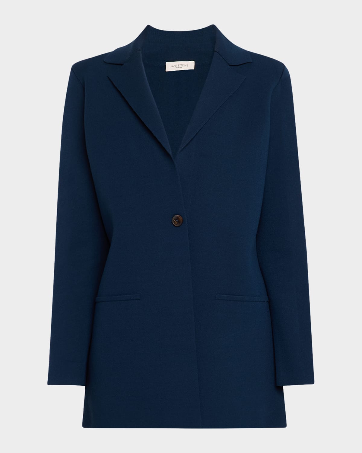 Lafayette 148 Single-button Matte Crepe Blazer In Lido Blue