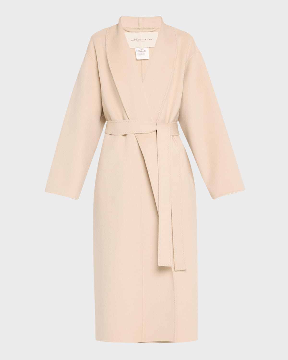 Shawl-Collar Cashmere Wrap Coat