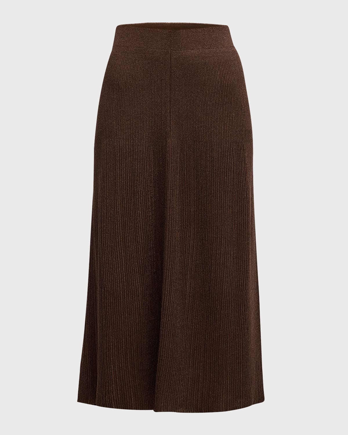 Ribbed Shimmer Knit Midi Skirt