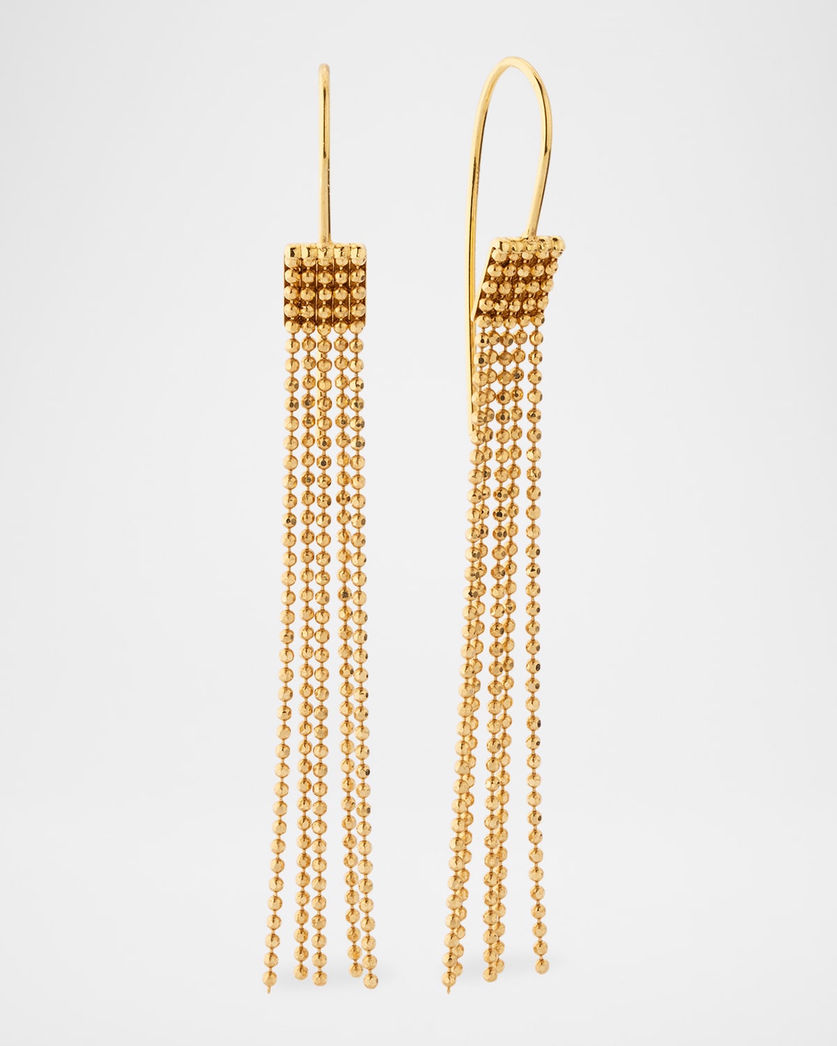 18K Yellow Gold Chains Fringe Curve Rivet Earrings