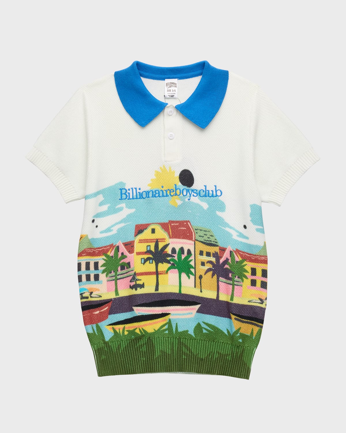 Billionaire Boys Club Kids' Boy's Palmas Printed Polo Shirt In White