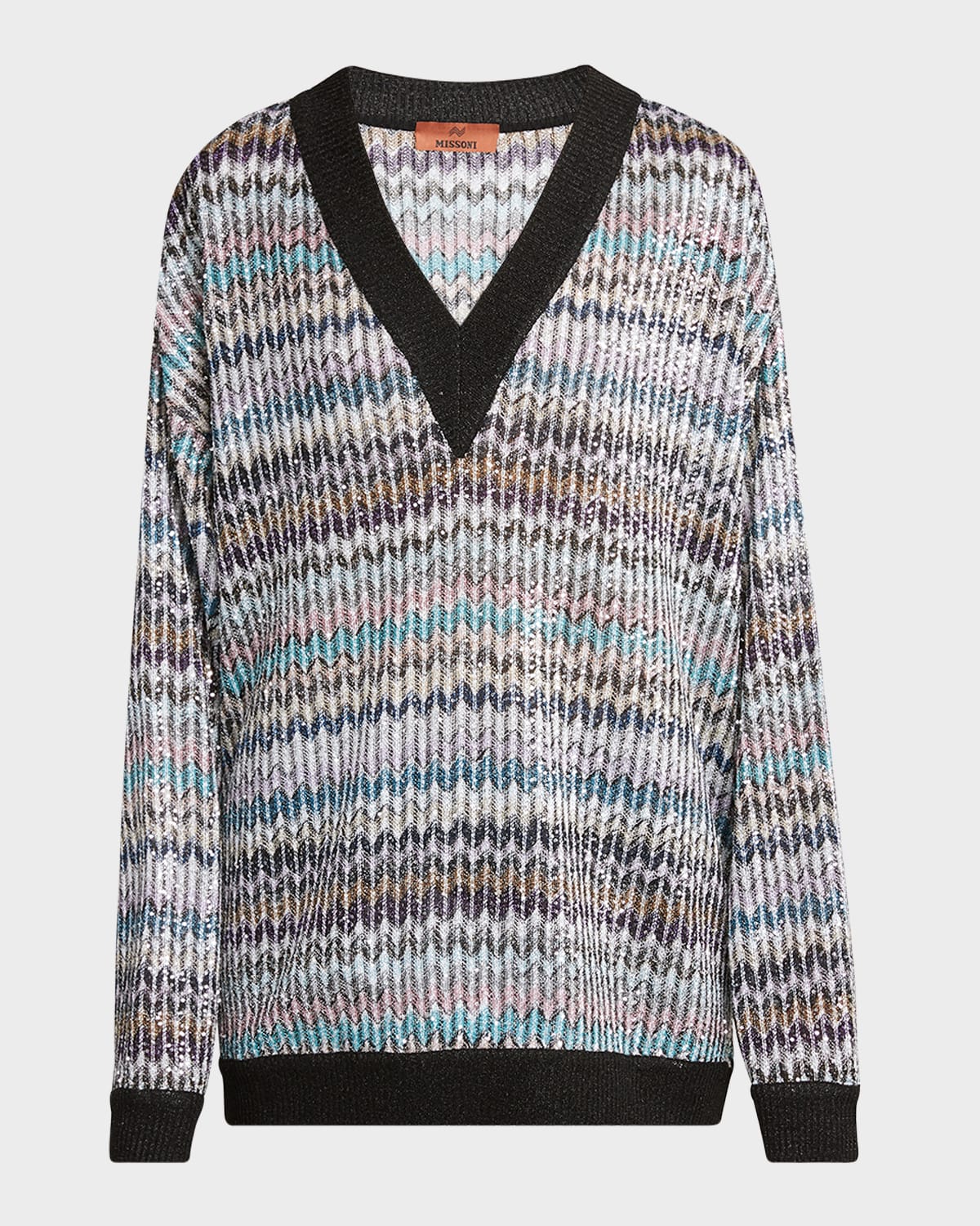 Chevron Knit V-Neck Sweater
