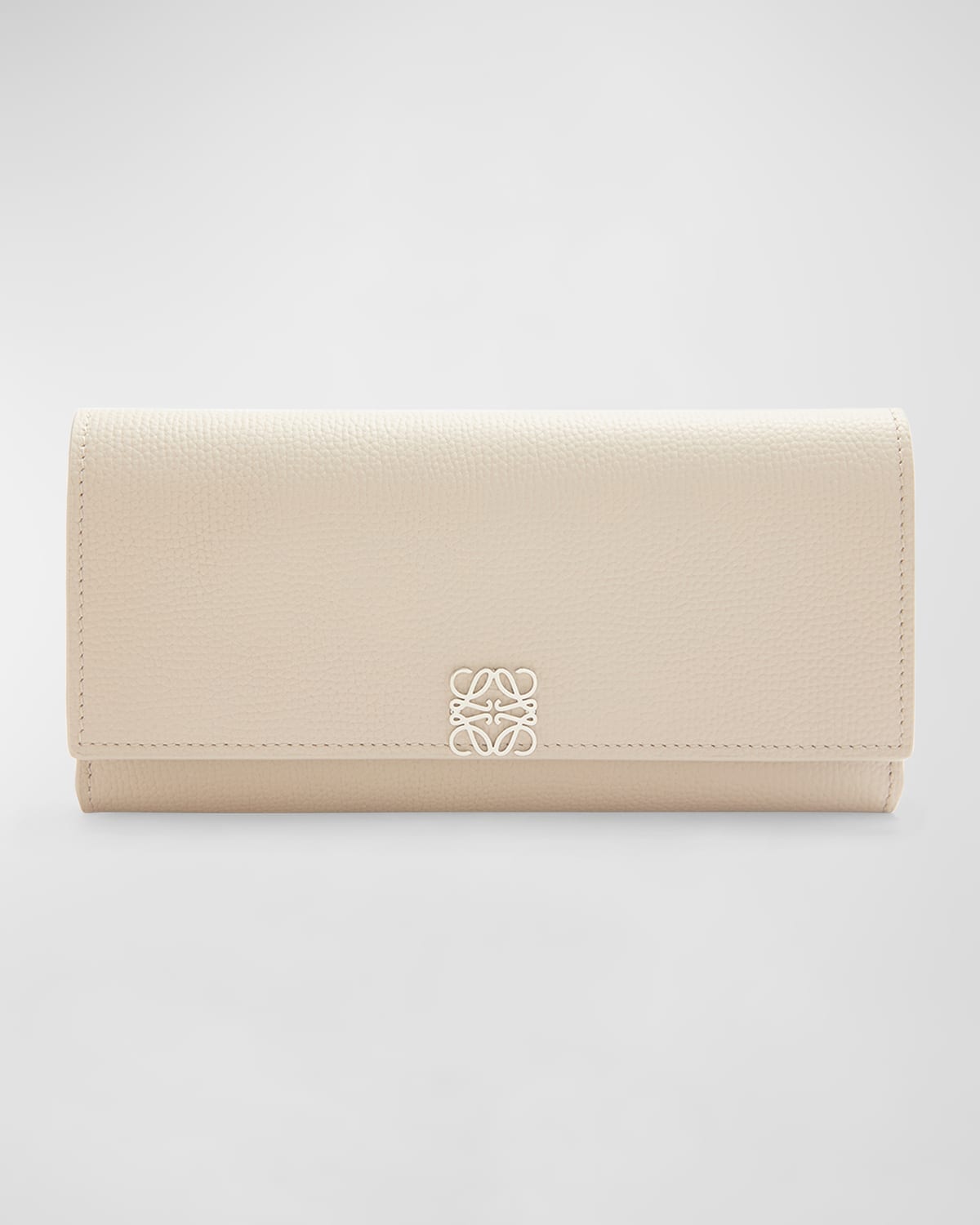 Loewe Anagram Flap Leather Continental Wallet In Light Ghost