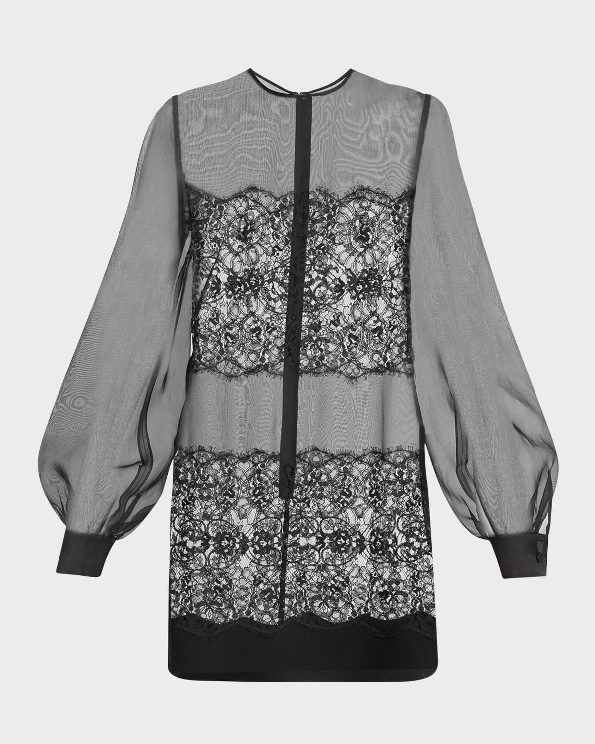 Dolce & Gabbana Organza Lace Mini Dress In Black
