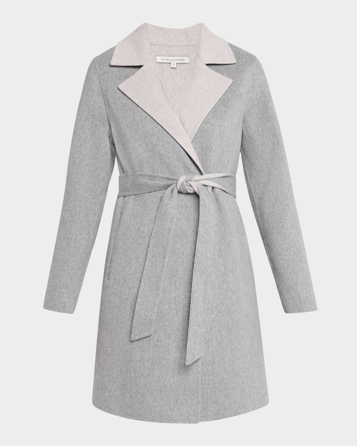 Sofia Cashmere Cashmere-blend Wrap Coat In Light Grey Mid Grey