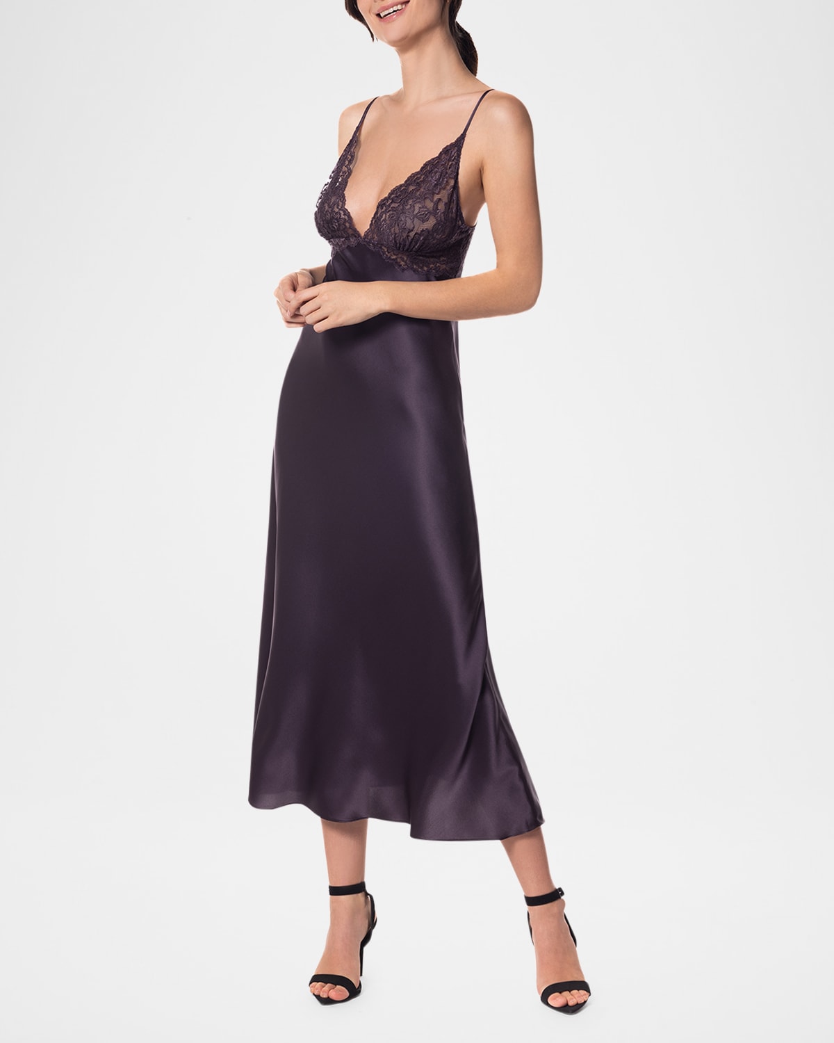 After Dark Charmeuse and Lace Nightgown