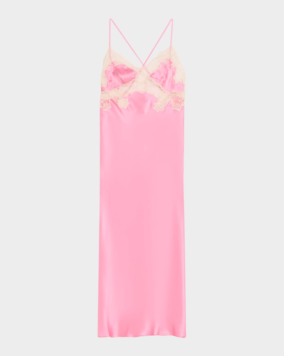 Lolita Lace-Trim Silk Charmeuse Nightgown