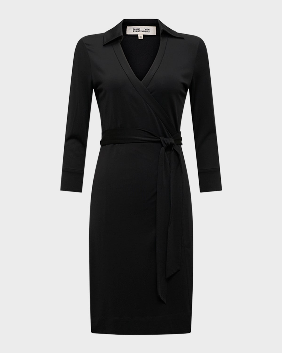 Shop Diane Von Furstenberg Jeanne Silk Jersey Mini Wrap Dress In Black