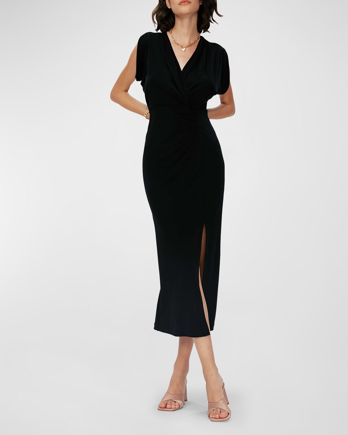 Shop Diane Von Furstenberg Williams Pleated Sleeveless Jersey Midi Dress In Black