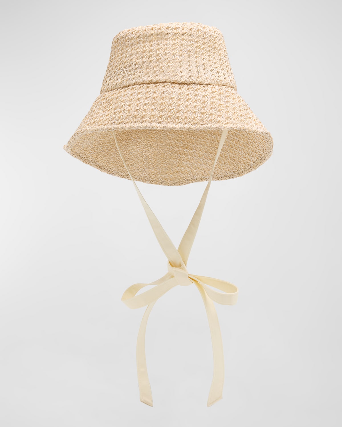 Eugenia Kim Ally Woven Bucket Hat With Organza Straps In Neutral