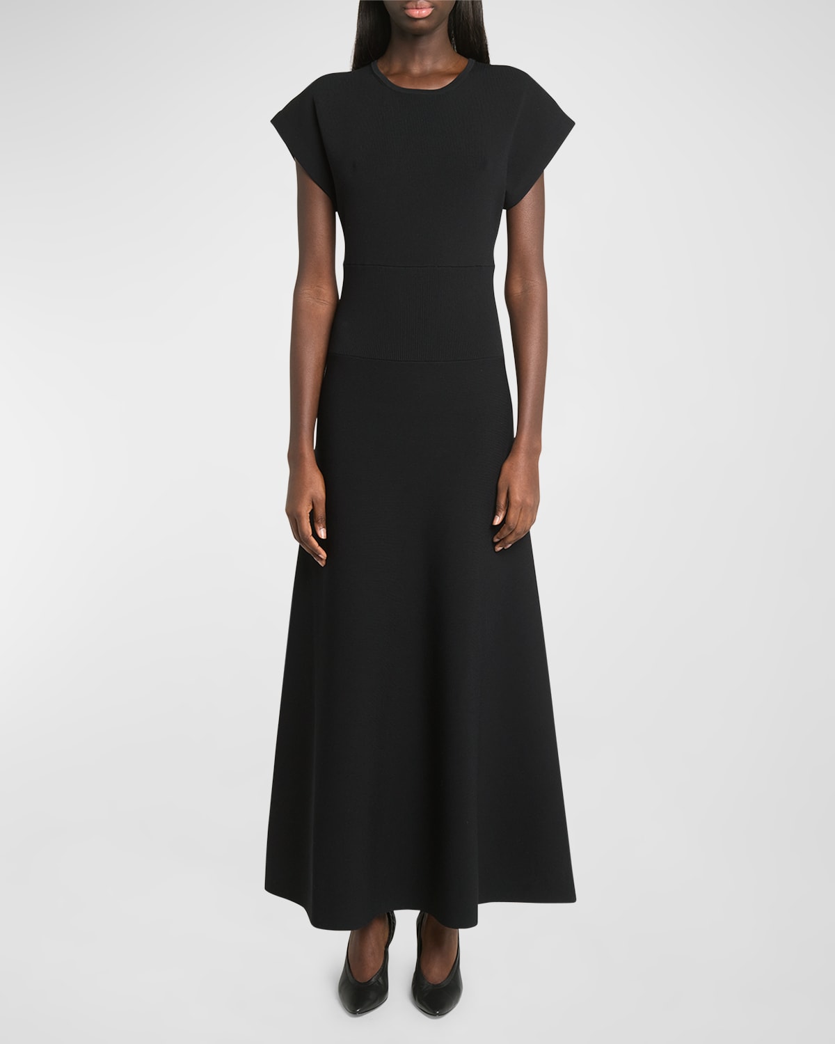 Co Ribbed Panel Sleeveless Maxi Dress In Black