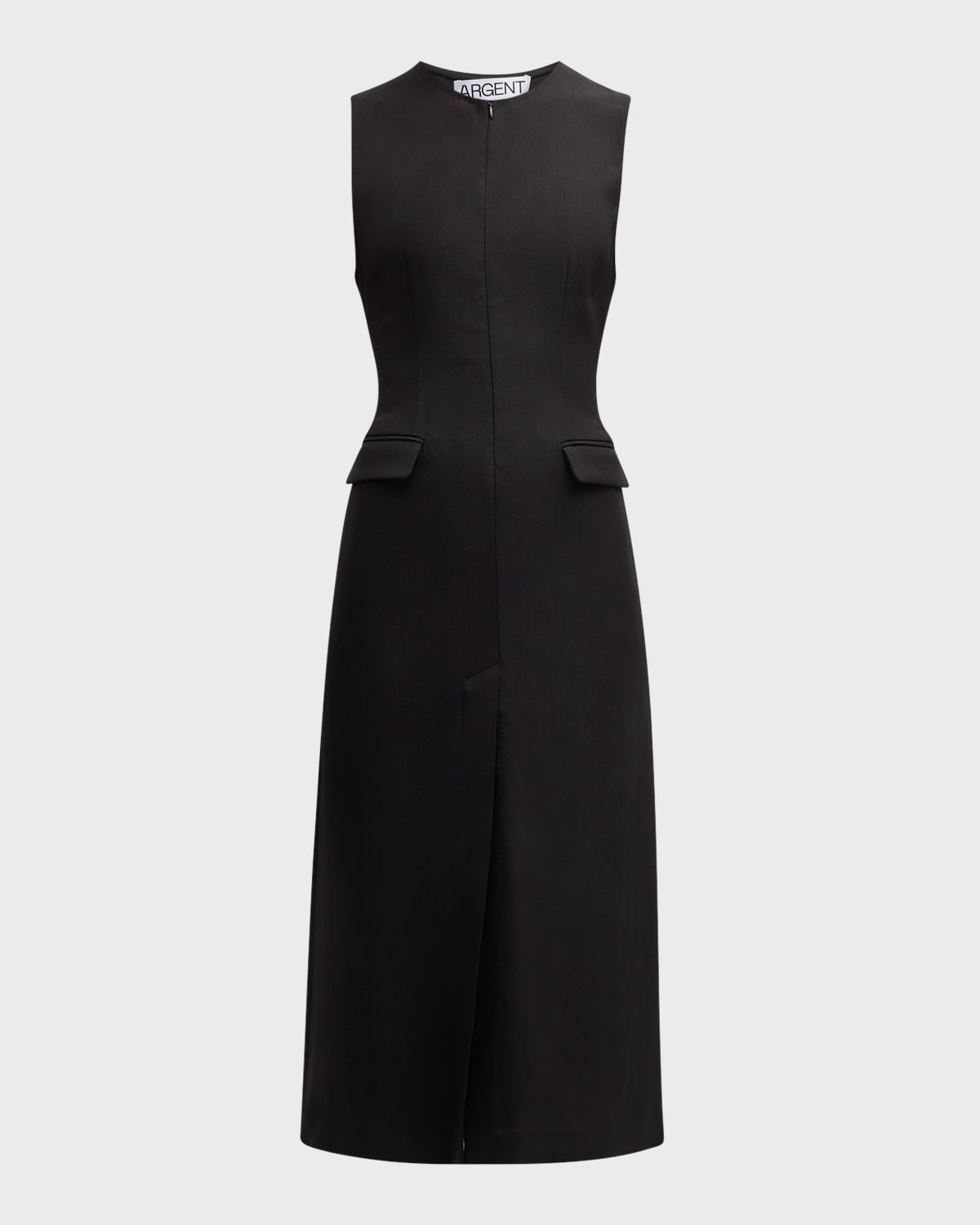 Tailored Viscose-Wool Twill Midi Dress