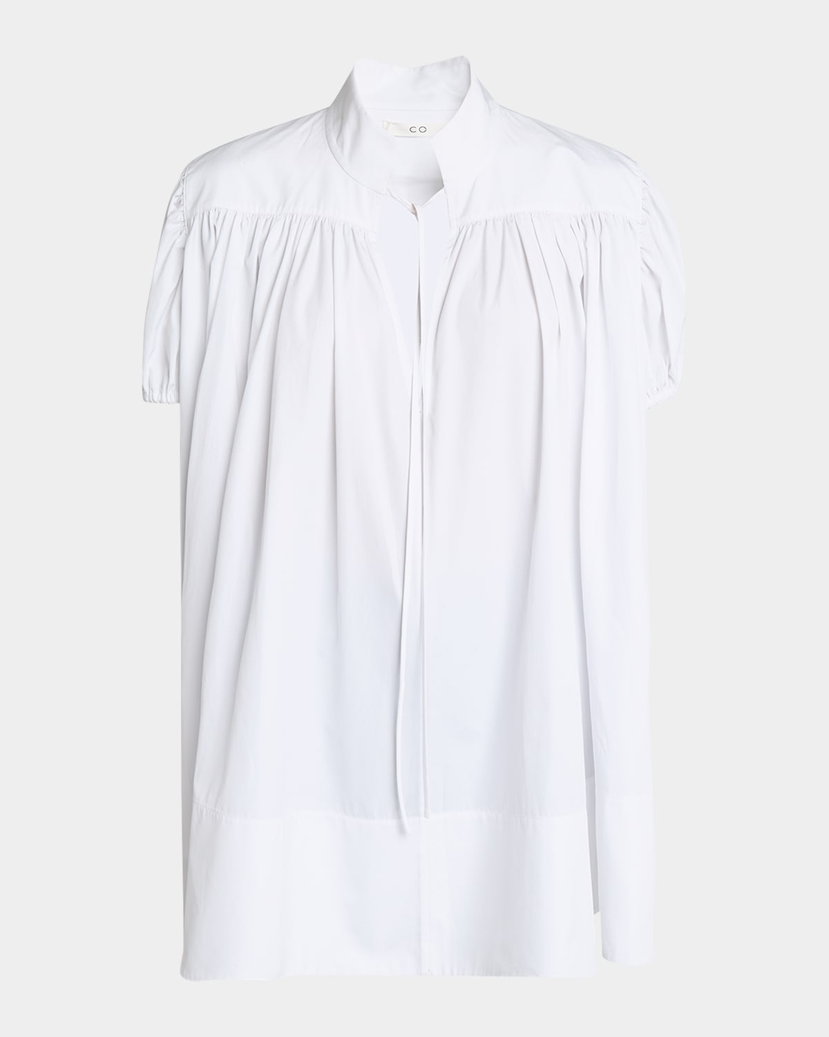 Shop Co Gathered Short-sleeve Tton Tunic Top In White