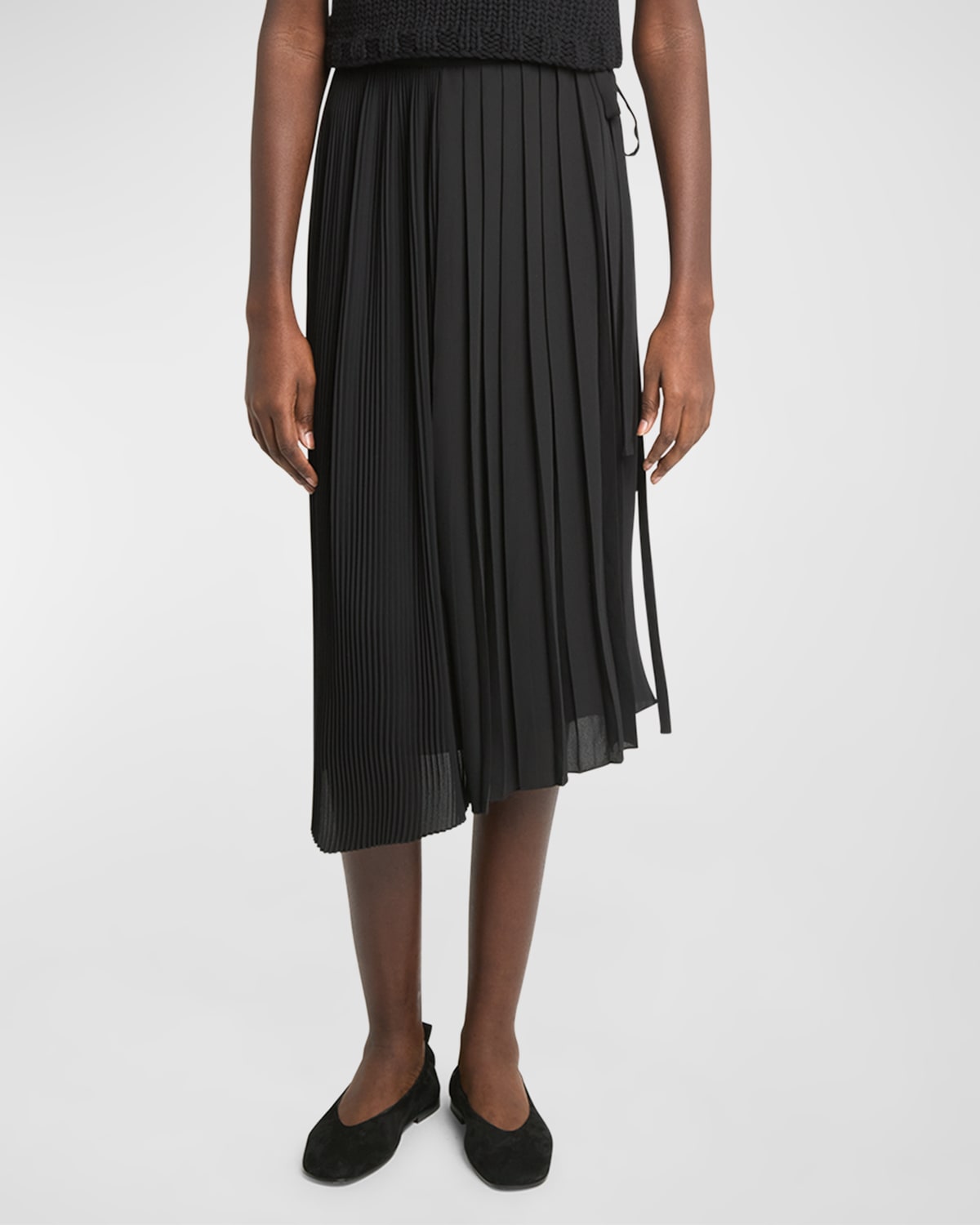 Shop Co Plisse Midi Wrap Skirt In Black