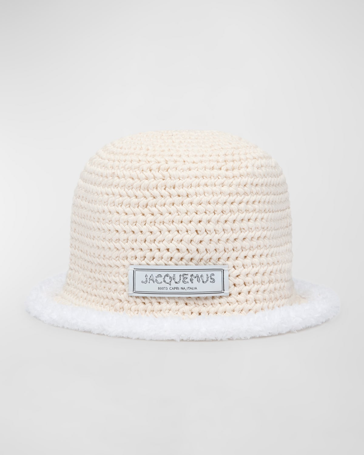 Jacquemus Le Bob Bordino Bucket Hat With Sherpa Trim In Off White