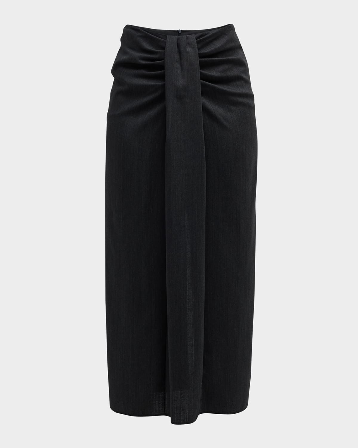 Marella Remote2 Draped Straight Midi Skirt In Dark Grey