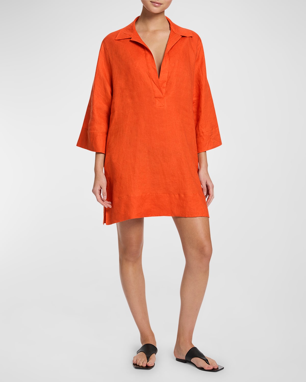 Jets Australia Linen Pullover Kaftan In Coral