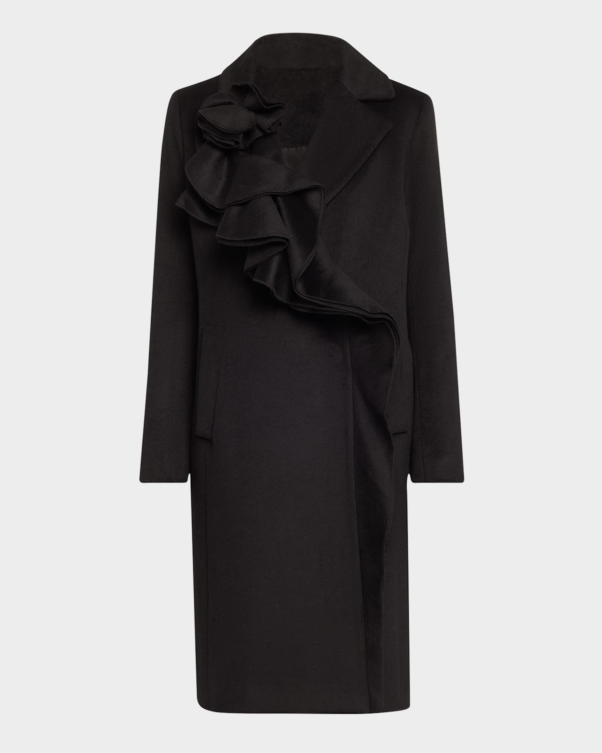 Alora Ruffle Brushed Wool Coat