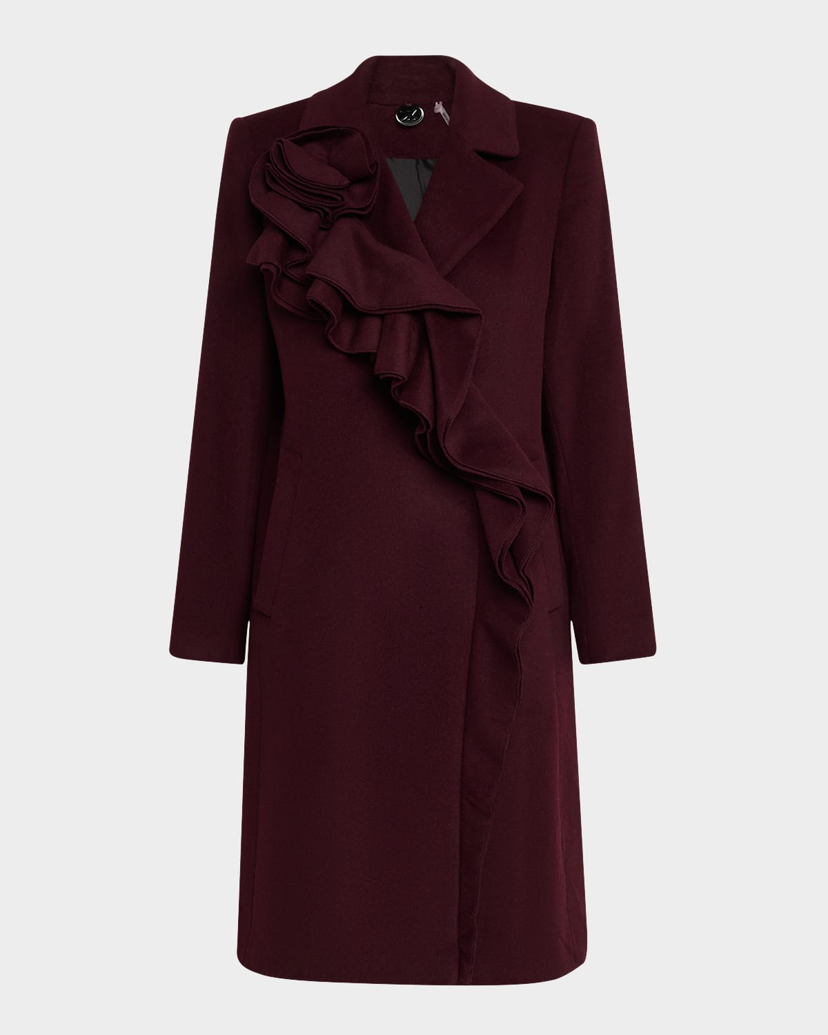 Kobi Halperin Alora Ruffle Brushed Wool Coat In Burgundy