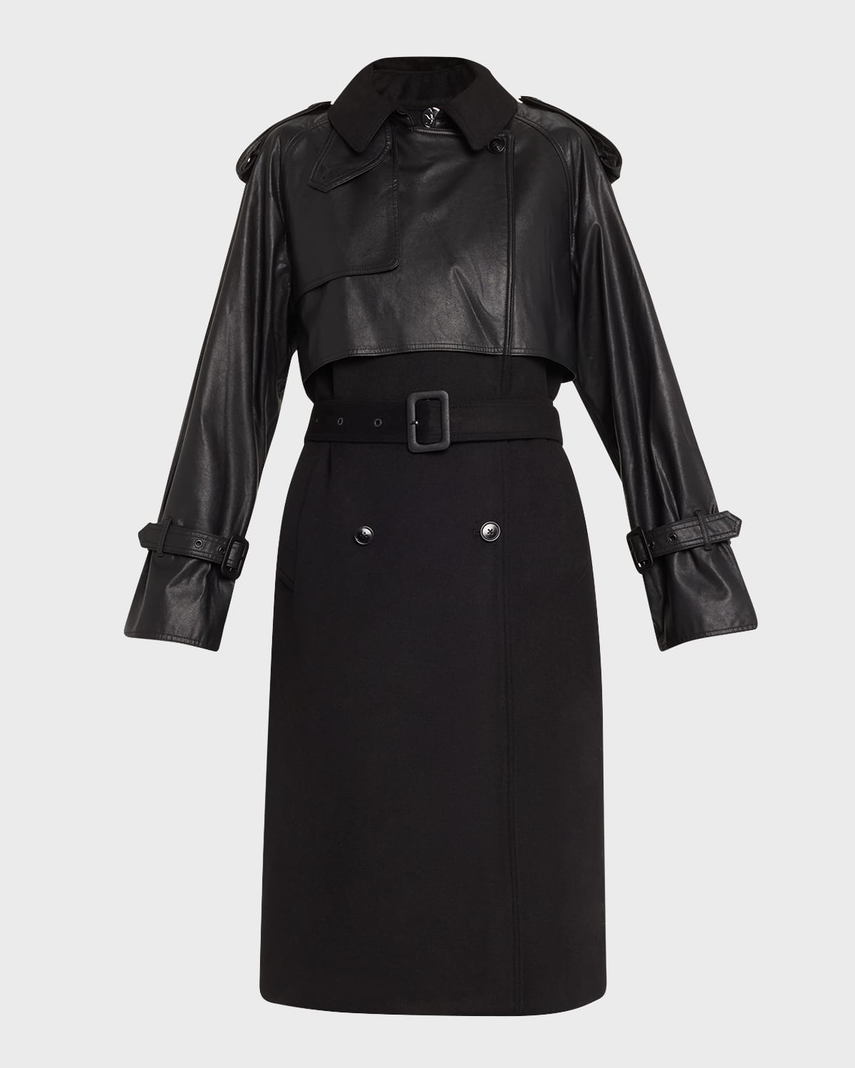 Thalia Wool and Faux Leather Coat