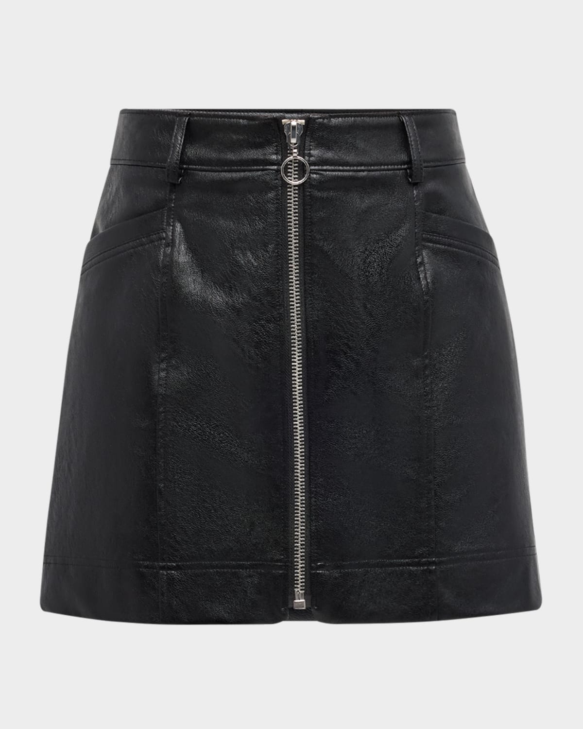 PAIGE NOMI FAUX-LEATHER ZIP MINI SKIRT 