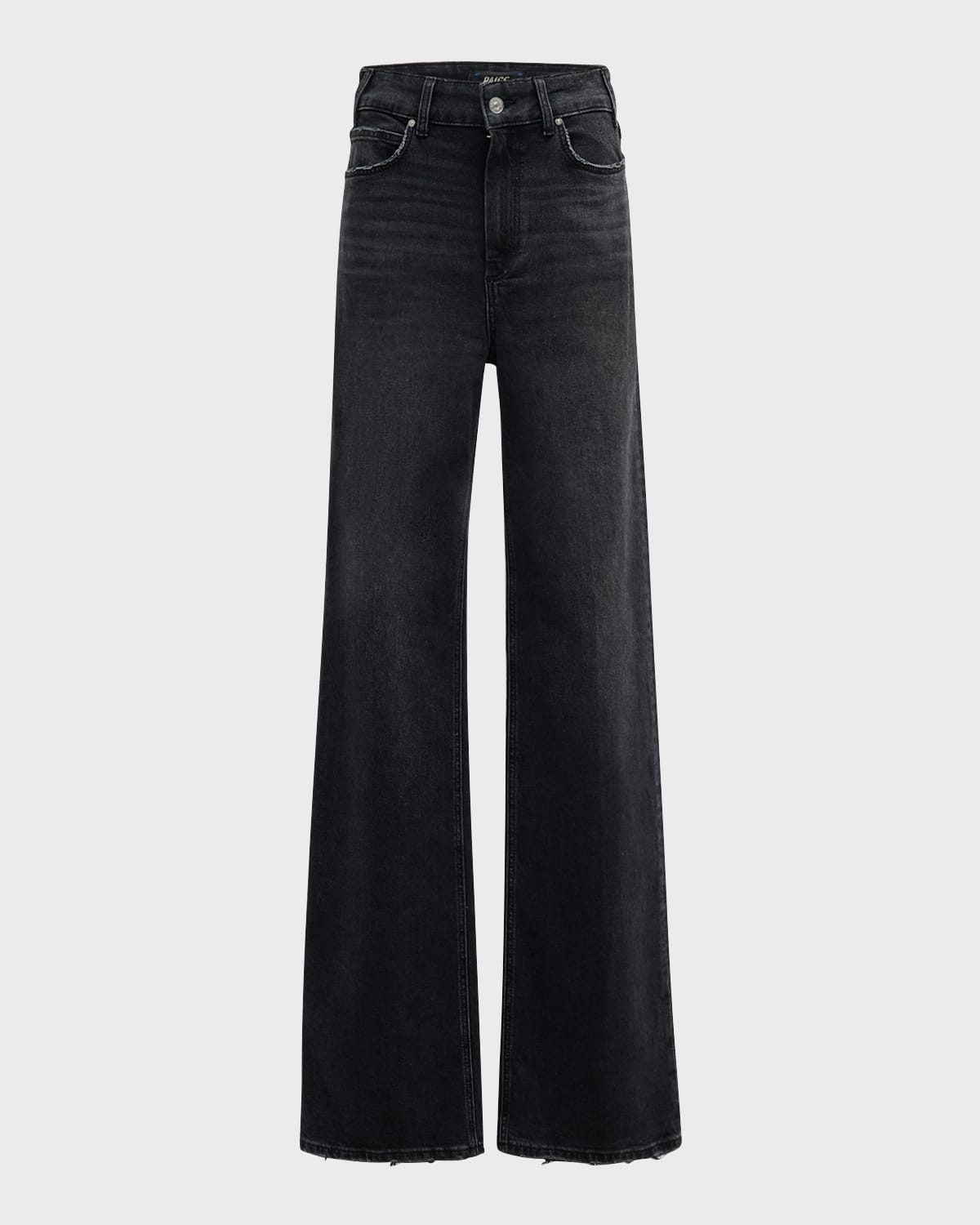 Paige Sasha High Rise Straight Jeans In Viper Black Distressed